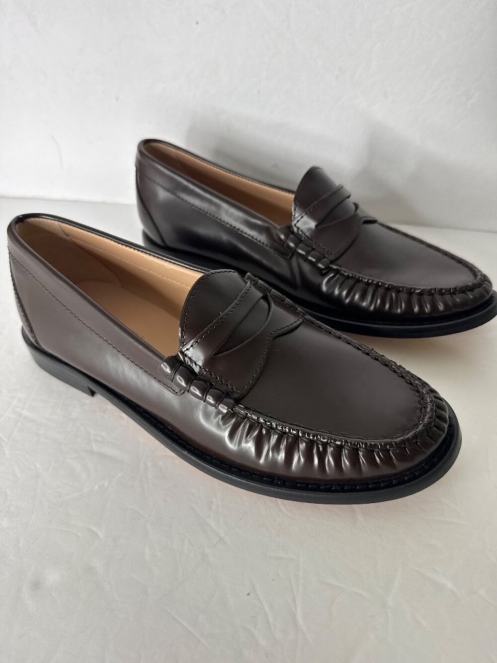J Crew Classic Penny Loafers Winona Pizzolatto Leather in Berry Size 7 New - Picture 3 of 6